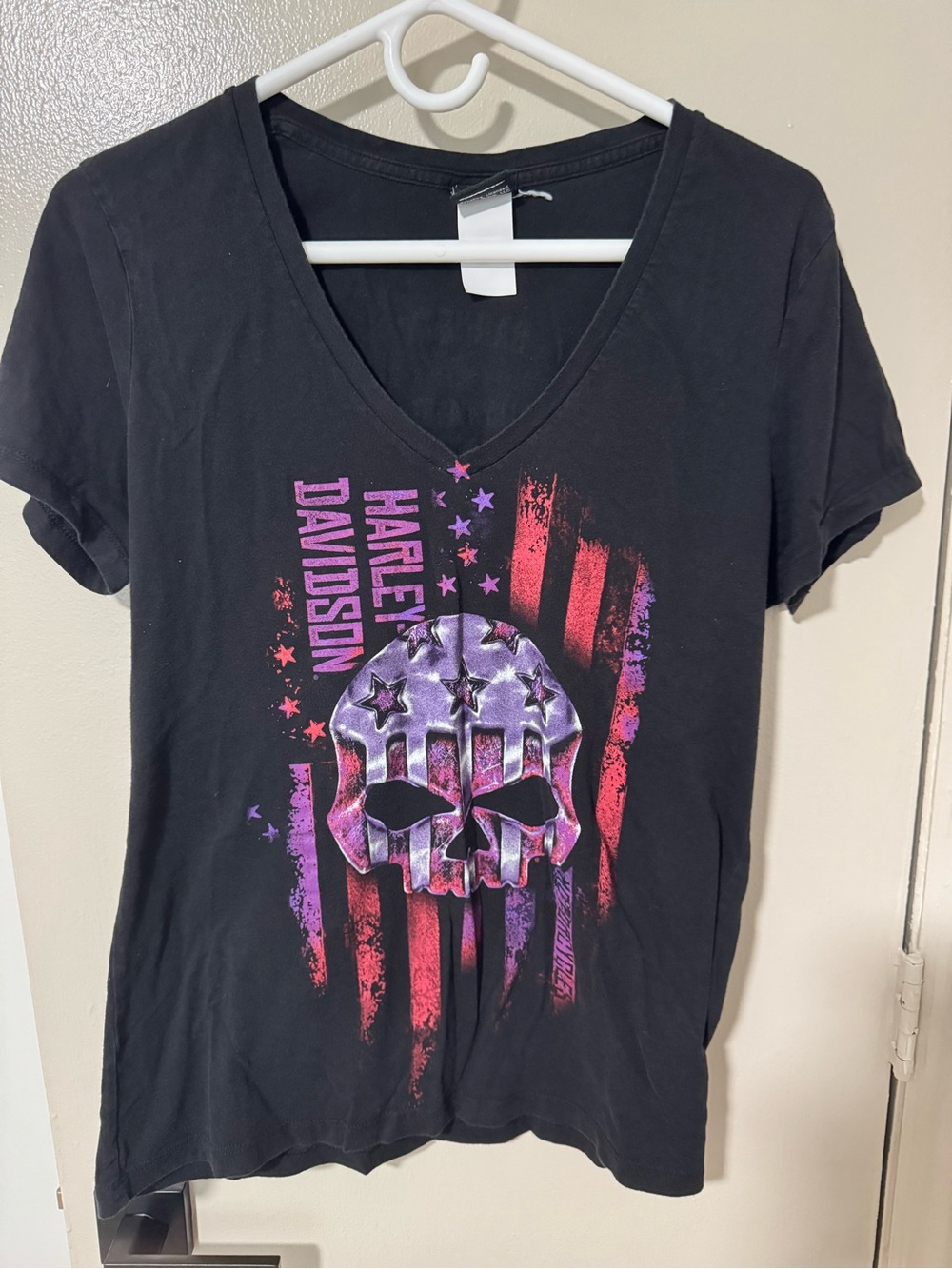 Harley-Davidson Black Tee with Pink and Purple Logo